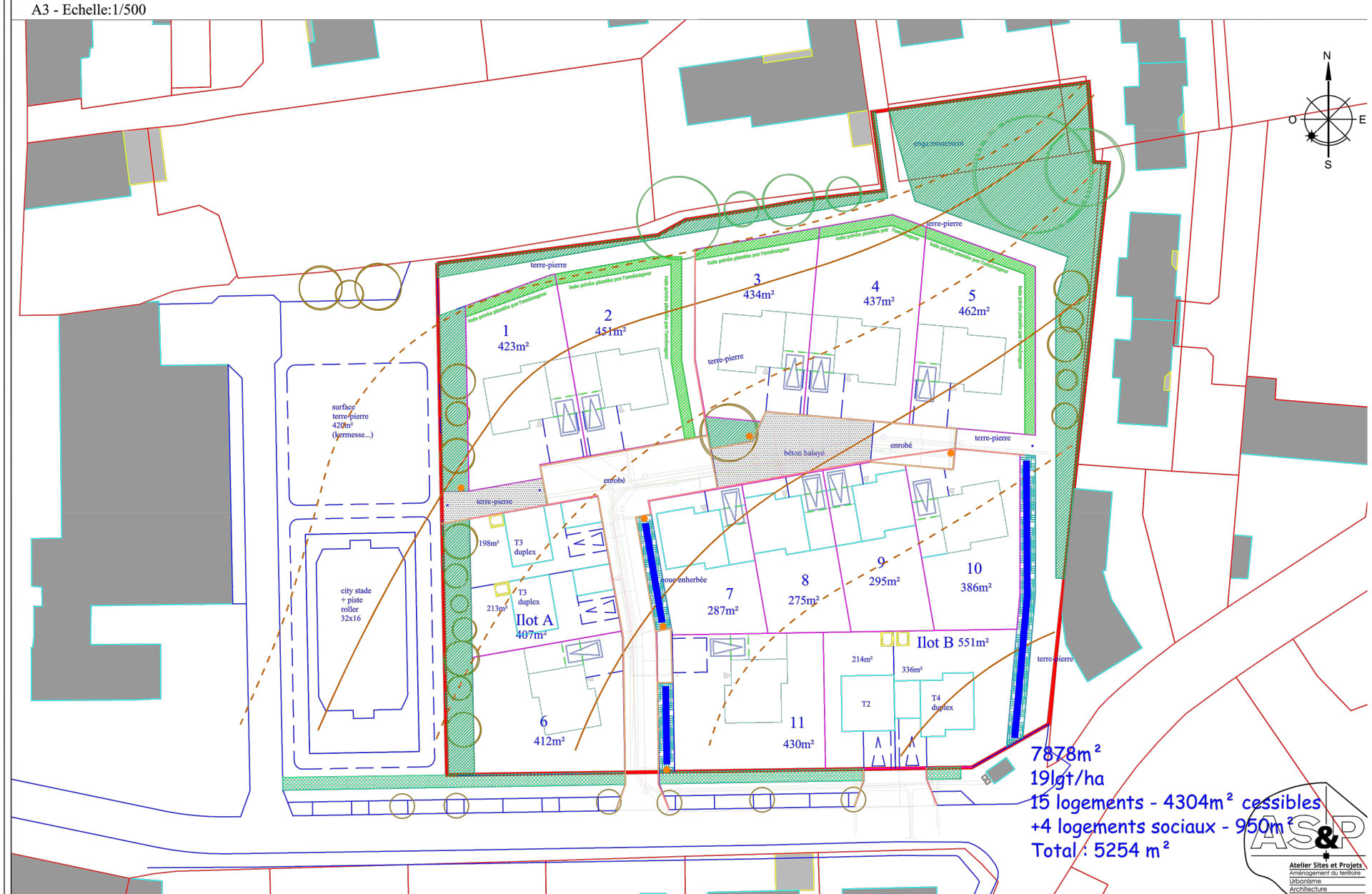 Plan réseaux de l'aménagement du nouveau quartier d’habitat à Saint Aubin de Baubigné