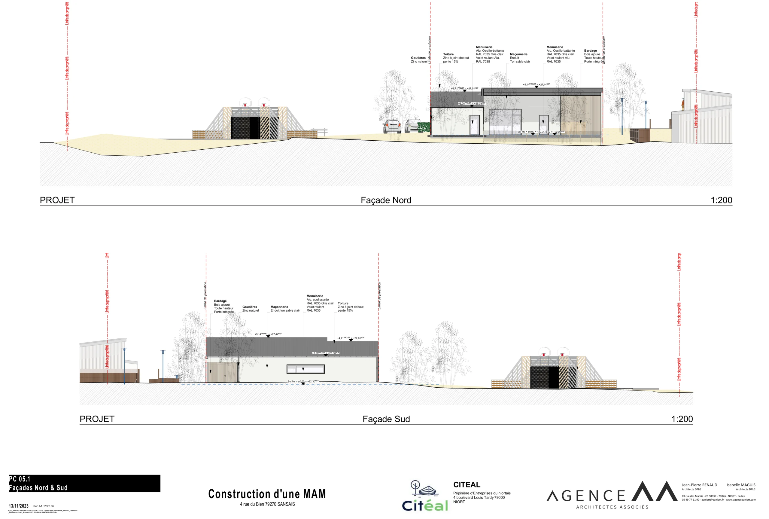 Plan facade nord d’une Maison d’Assistantes Maternelles à Sansais (79)