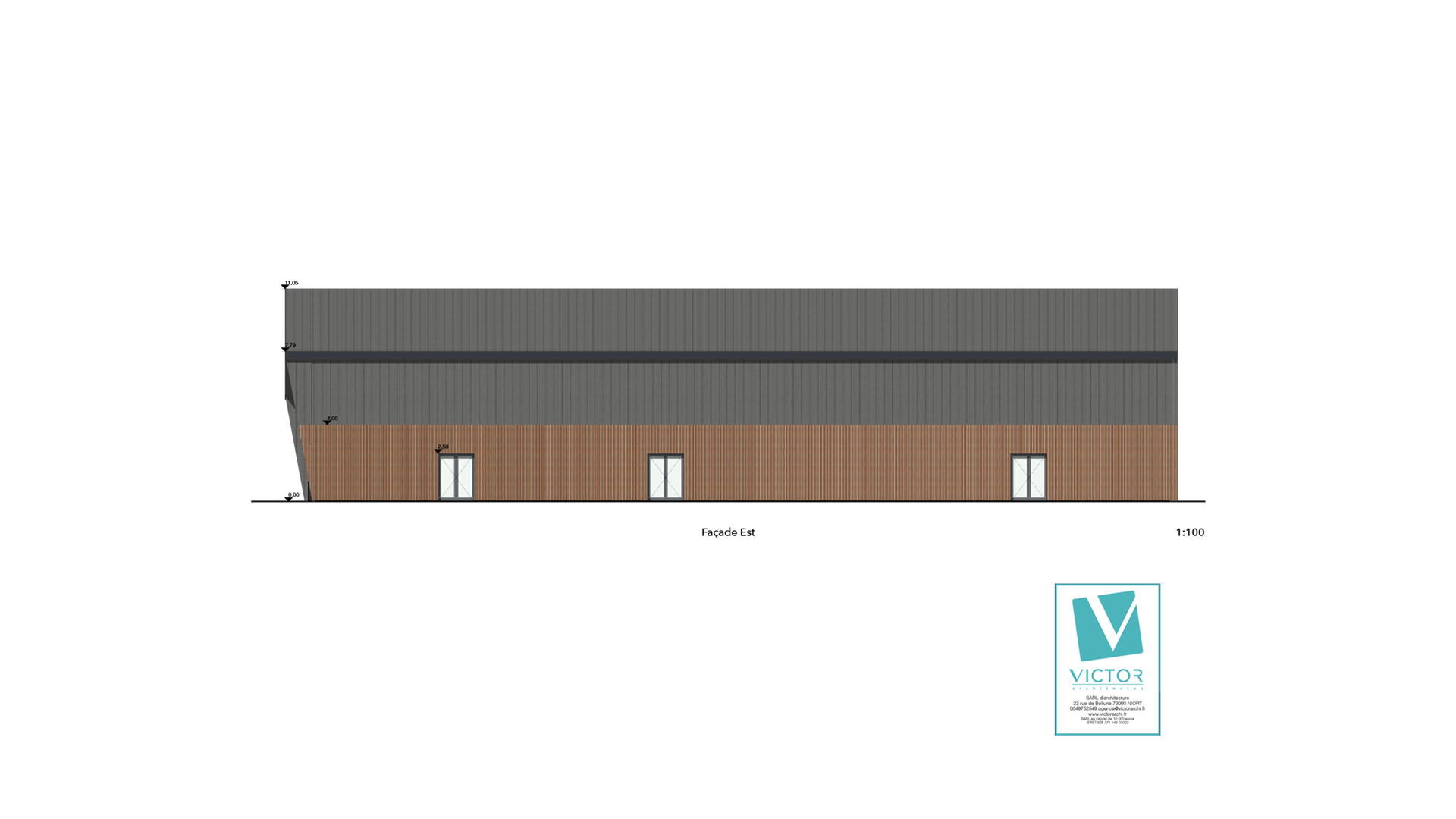 Plan coupe du projet de construction de la salle de sport d'Ardin dans le 79